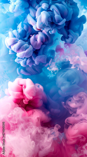 A stunning display of blue and pink cloud-like formations, depicting abstract thoughts and the fluidity of imagination, with a dreamy ethereal ambiance.