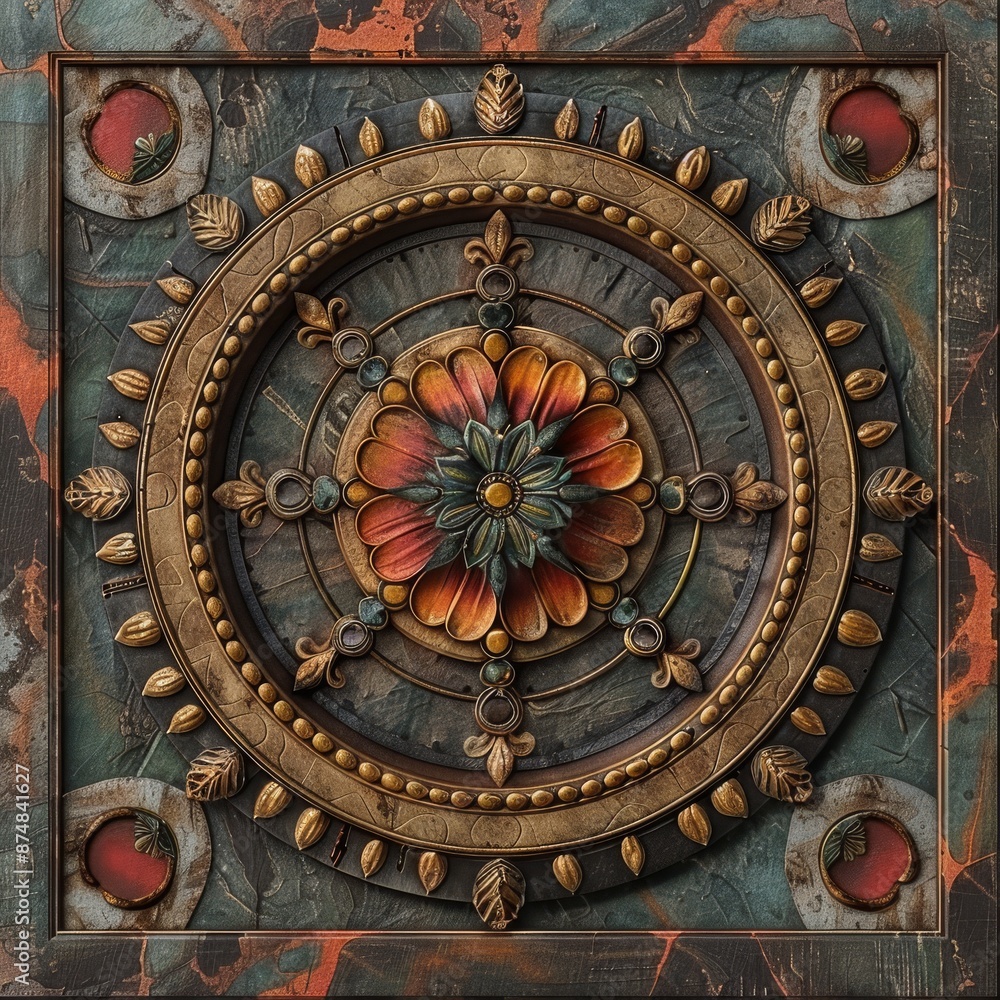 Fototapeta premium Baroque, Barocco Ornate Marble Ceiling Non-Linear Reformation Design with Intricate Accents Depicting Classic Elegance and Architectural Beauty