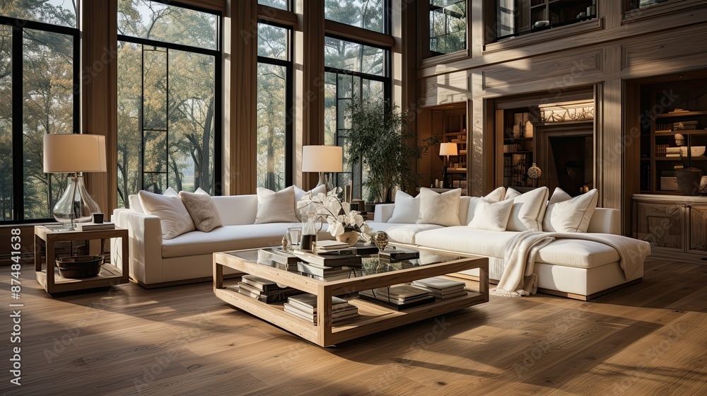 Immaculate living room with polished floors Immaculate living room with polished floors