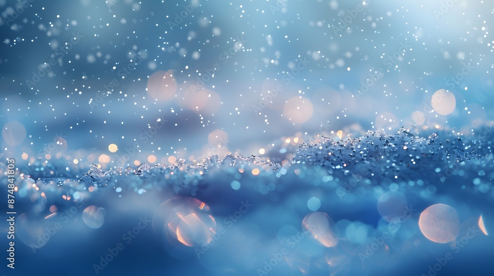 Light snow bokeh background on shiny glitter light blue snow winter for Christmas festive background. Light snow bokeh background on shiny glitter light blue snow winter for Christmas festive background.