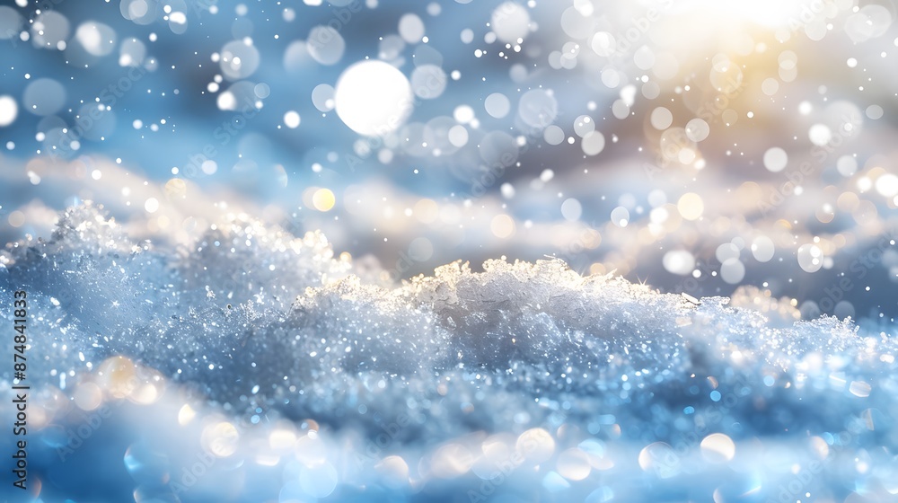 Light snow bokeh background on shiny glitter light blue snow winter for Christmas festive background. Light snow bokeh background on shiny glitter light blue snow winter for Christmas festive background.