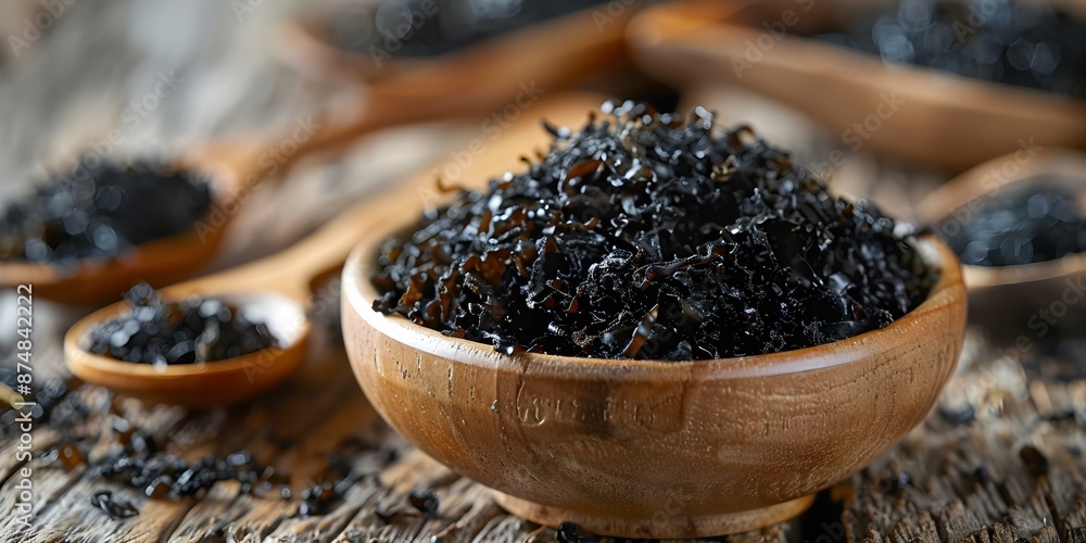 Benefits of using dried Irish sea moss seaweed as a supplement for health and nutrition. Concept Nutrient-rich, Anti-inflammatory, Digestive Health, Immune Support, Skin Improvement Benefits of using dried Irish sea moss seaweed as a supplement for health and nutrition. Concept Nutrient-rich, Anti-inflammatory, Digestive Health, Immune Support, Skin Improvement