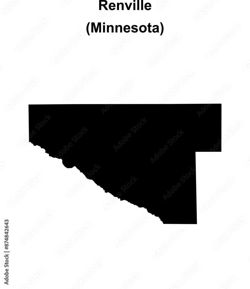Fototapeta premium Renville County (Minnesota) blank outline map