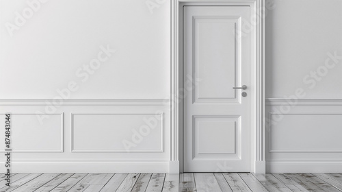 Wallpaper Mural White door on empty wall background with copy space Torontodigital.ca