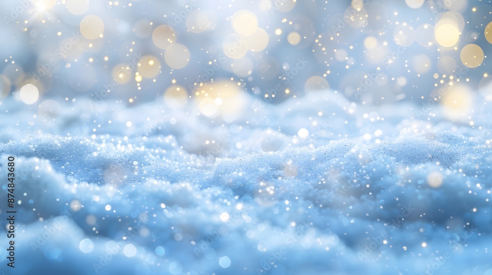 Light snow bokeh background on shiny glitter light blue snow winter for Christmas festive background. Light snow bokeh background on shiny glitter light blue snow winter for Christmas festive background.