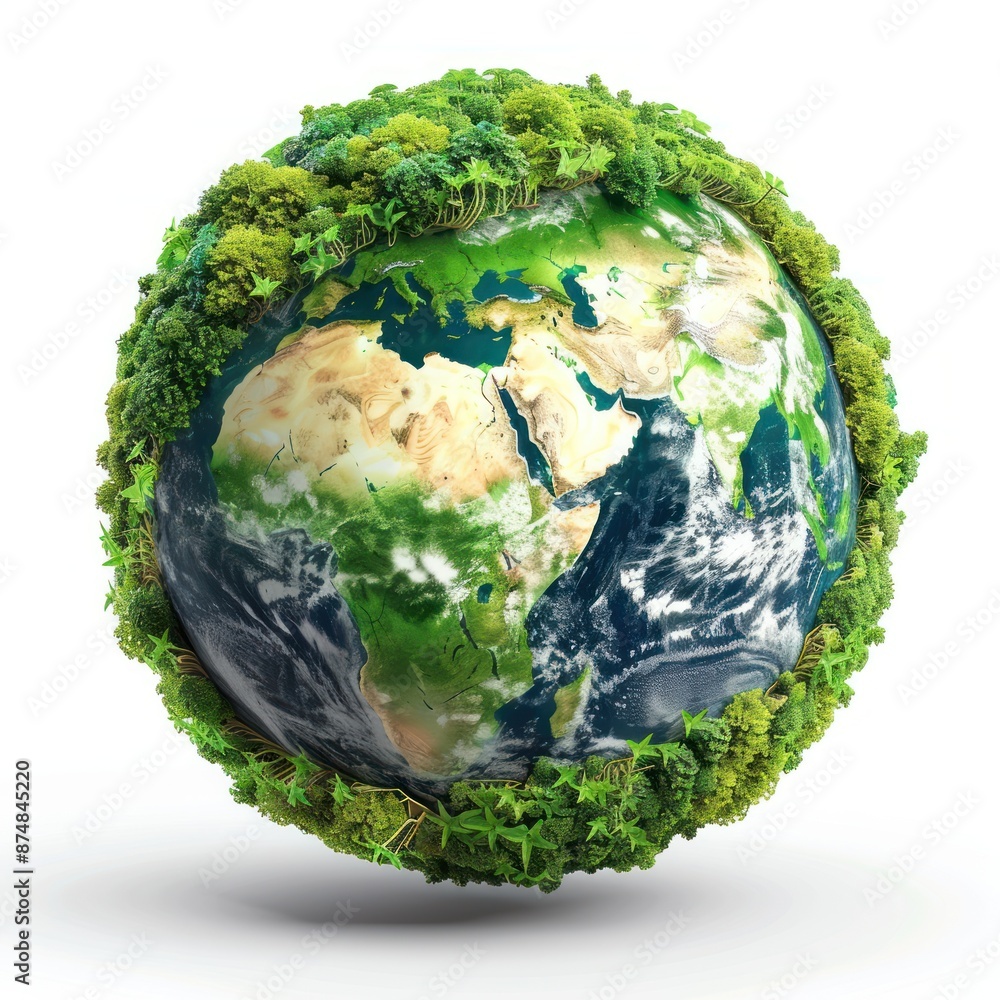 Earth with a Lush Green Forest Surrounding It Earth with a Lush Green Forest Surrounding It
