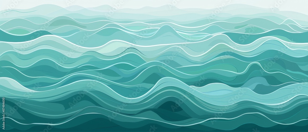Sky blue turquoise wave pattern minimal vector ill 026 Sky blue turquoise wave pattern minimal vector ill 026