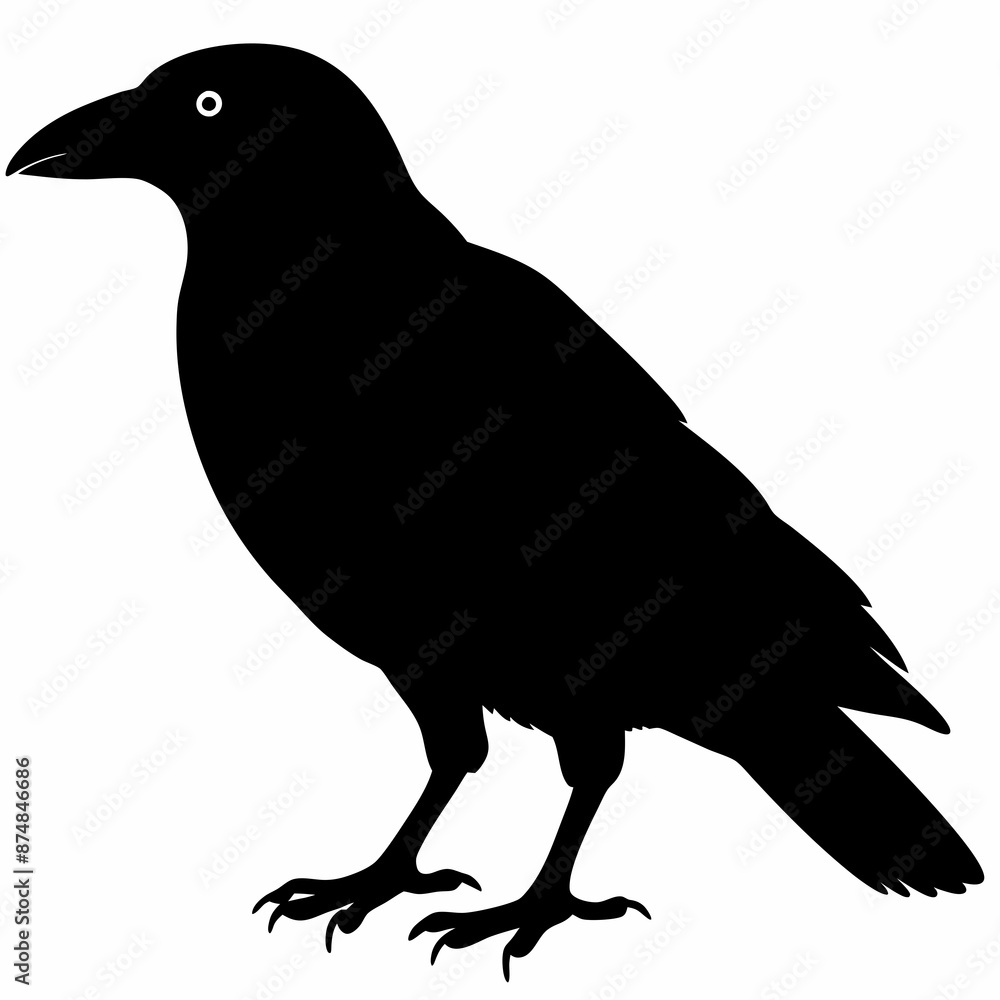 Fototapeta premium Crow vector illustration, bird isolated on white,Crow silhouette, eagle vector art