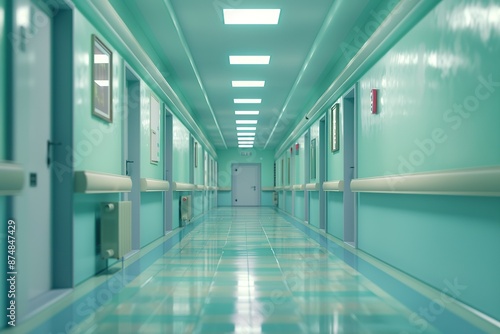 Wallpaper Mural Medical concept. Hospital corridor with rooms. 3d design Torontodigital.ca