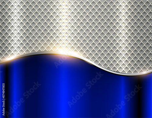 Silver blue chrome background, 3D metal shiny lustrous metallic pattern wallpaper.