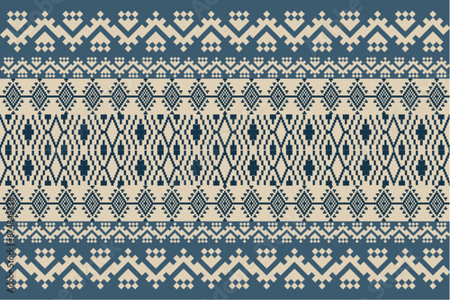 Foto Geometric, seamless, traditional ethnic, thai pattern, fabric pattern for textiles, rugs, wallpaper, clothing, sarong, batik, wrapping, embroidery, print, background, cover, illustration, vector