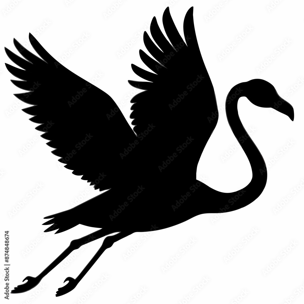 Fototapeta premium Flamingo vector illustration, bird isolated on white, Flamingo silhouette, swan vector art