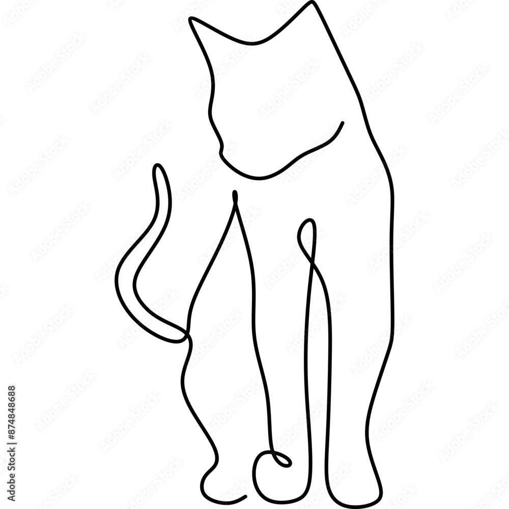 Monoline Cat Line Art Monoline Cat Line Art