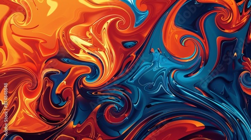 Abstract Swirling Colors: A Dance of Orange and Blue
