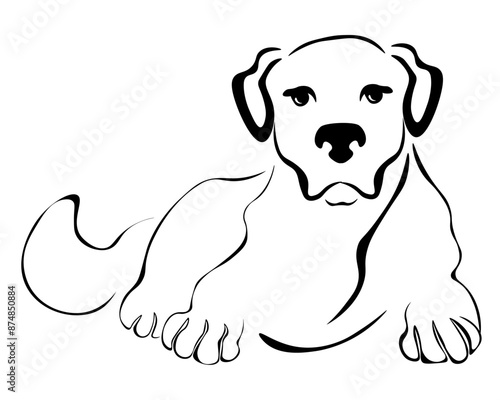 Stylized silhouette of a dog, a faithful animal symbol of the eastern horoscope for design