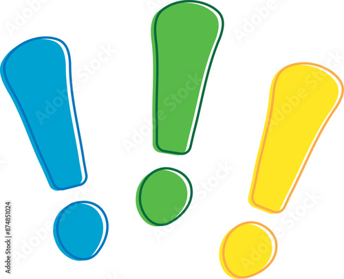 Trio of Colorful Exclamation Marks