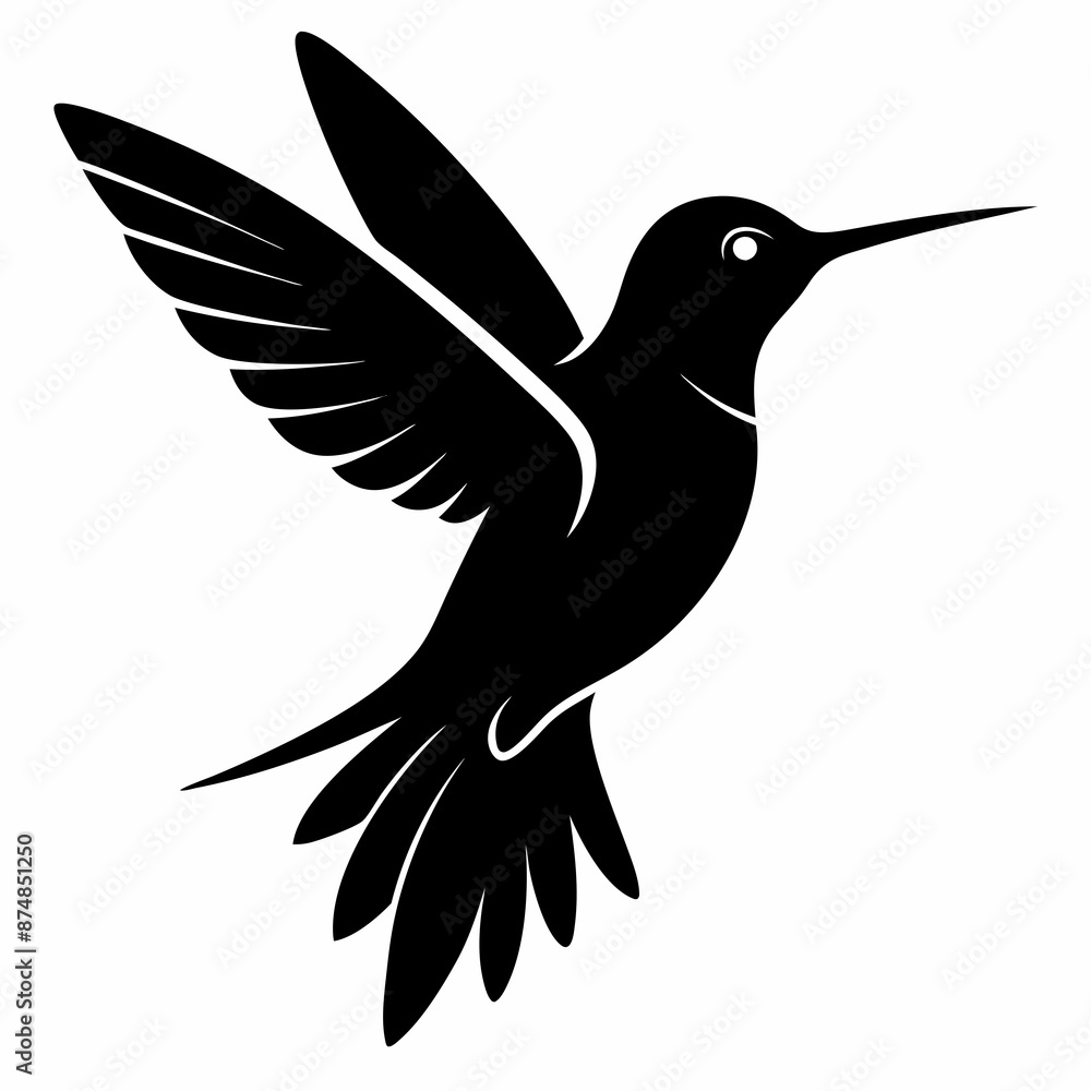 Obraz premium Hummingbird vector illustration, bird isolated on white, Hummingbird silhouette, dove vector art 