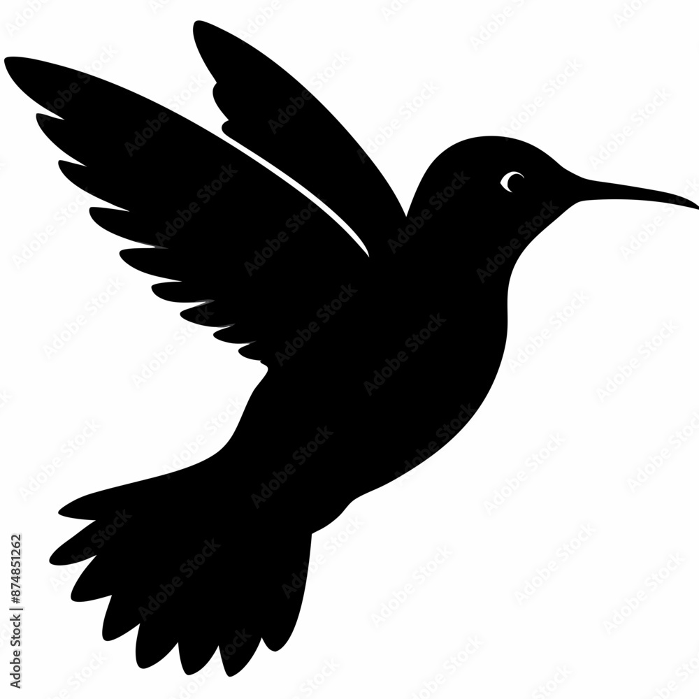 Obraz premium Hummingbird vector illustration, bird isolated on white, Hummingbird silhouette, dove vector art 