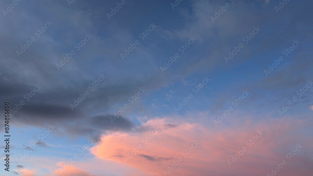 Cloudy sunset dramatic skies background, evening colourful sky template, painted clouds wallpaper