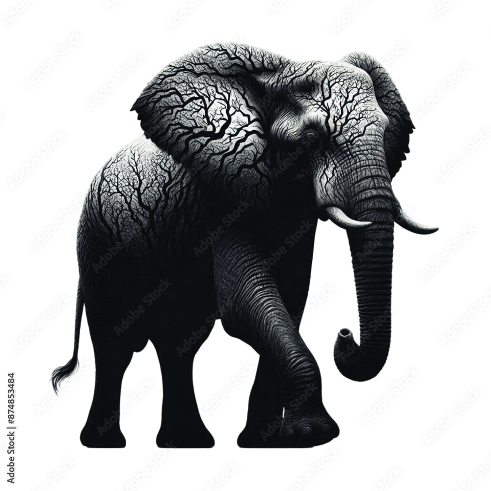 Fototapeta premium A realistic elephant silhouette