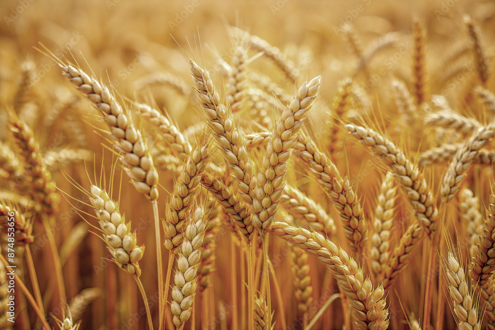Golden Wheat Ears Texture Background Showcasing a Rich Harvest in a Sunlit Field Golden Wheat Ears Texture Background Showcasing a Rich Harvest in a Sunlit Field