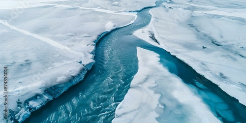 Wallpaper Mural Icelandic Glaciers and Rivers A Captivating Aerial View of Nature's Beauty. Concept Nature Photography, Aerial Landscape, Icelandic Scenery, Glacial Formations Torontodigital.ca