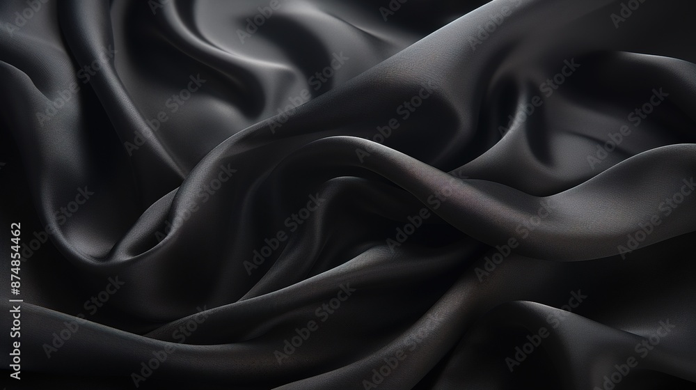 Fototapeta premium Abstract background of a semitransparent silk fabric of black color