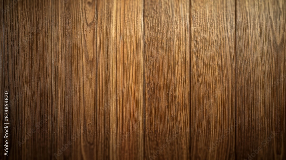 Naklejka premium An upclose shot of a minimalist door panel showcasing a sleek smooth surface and a simple vertical wood grain pattern. The panel has a clean modern aesthetic that would complement any