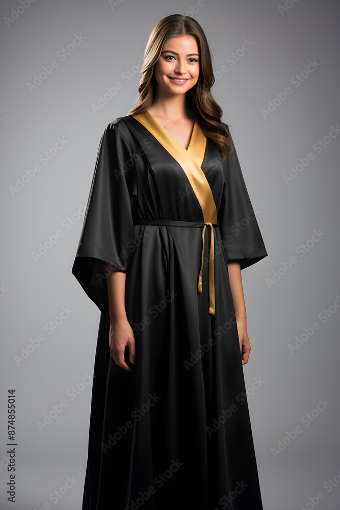 Fototapeta premium Ceremonial Elegance: A Showpiece of Academic Regalia - Black Gown with Hood