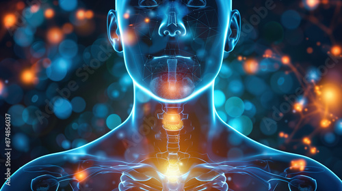 Selenium Supplement Benefits for Thyroid Health and Metabolic Stability, Futuristic Hologram photo