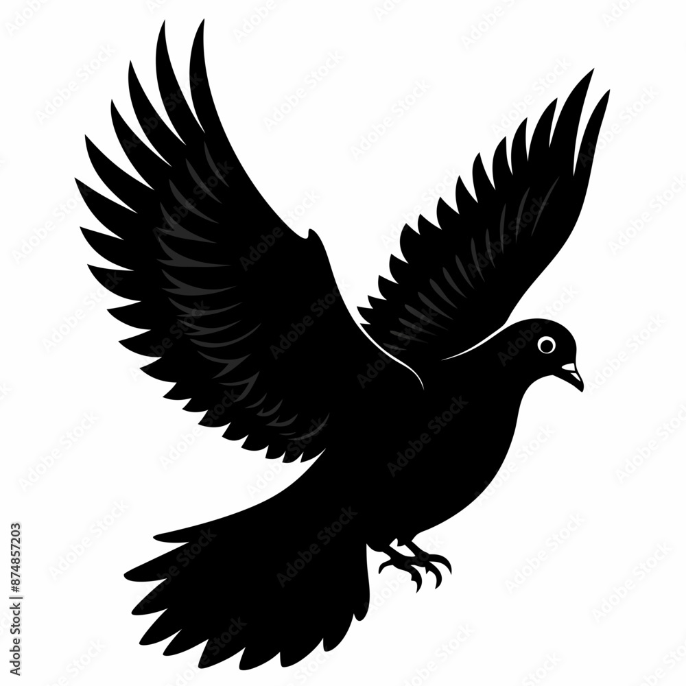 Obraz premium Pigeon vector illustration, animal isolated on white, Pigeon silhouette, dove vector art 