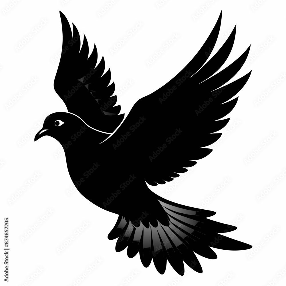 Obraz premium Pigeon vector illustration, animal isolated on white, Pigeon silhouette, dove vector art 