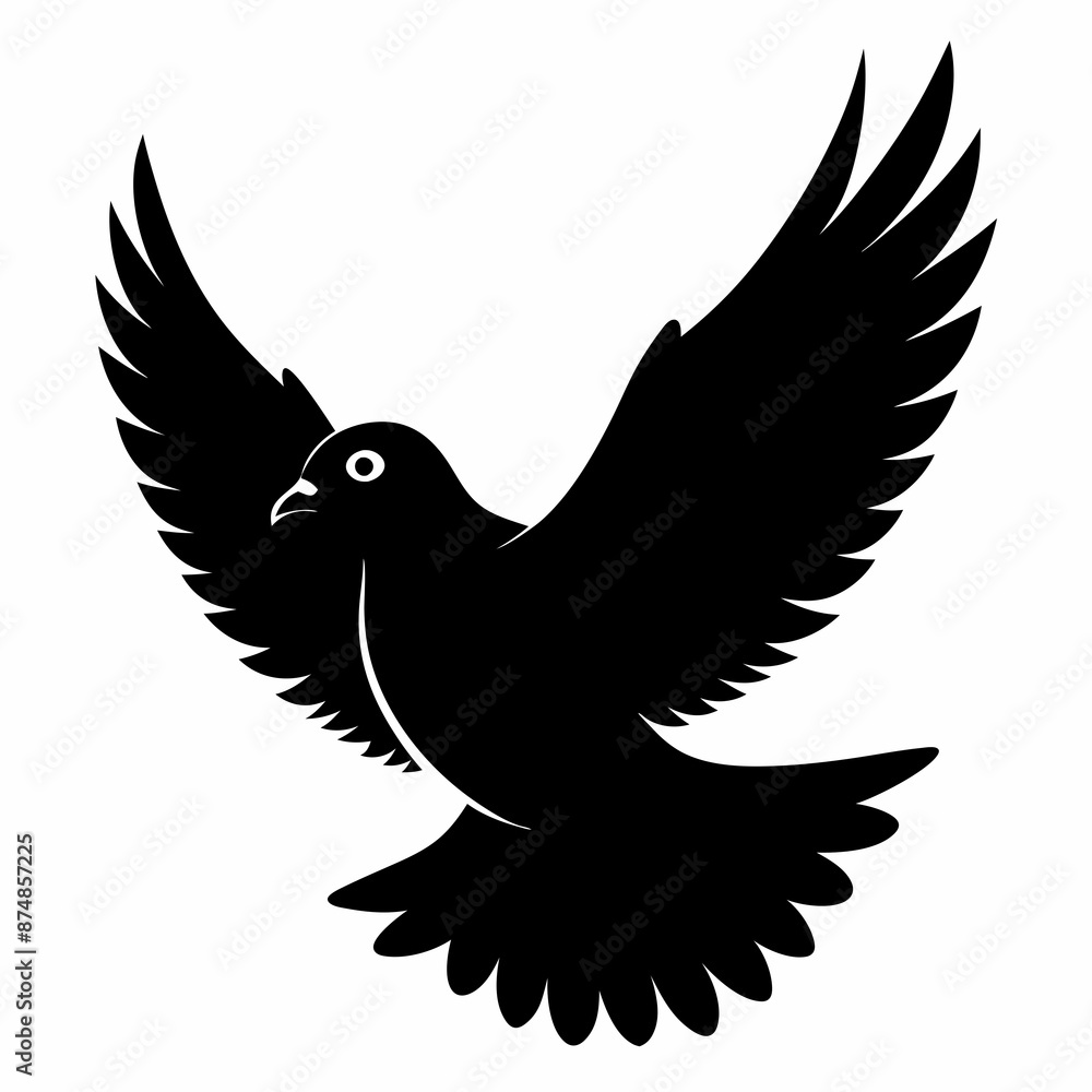 Fototapeta premium Pigeon vector illustration, animal isolated on white, Pigeon silhouette, dove vector art 