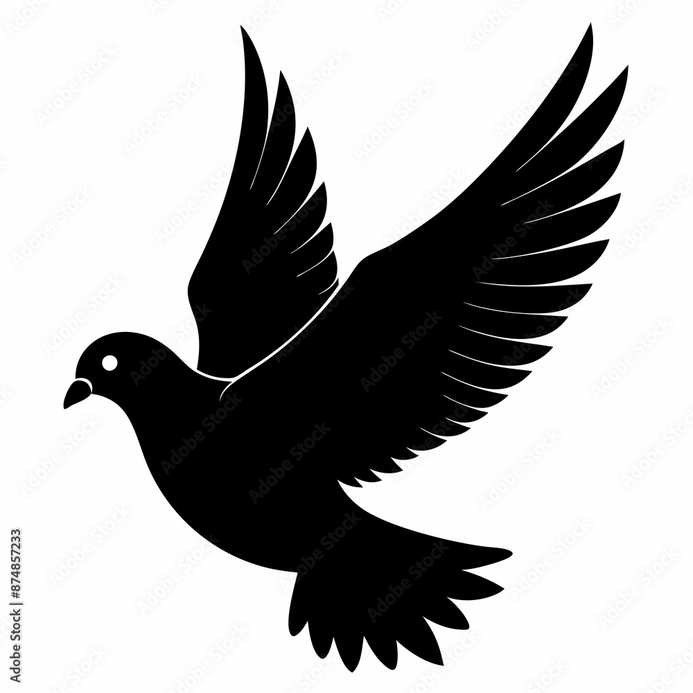 Fototapeta premium Pigeon vector illustration, animal isolated on white, Pigeon silhouette, dove vector art 