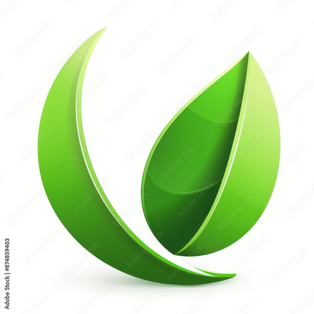 Green Leaf Logo with a Curved Line