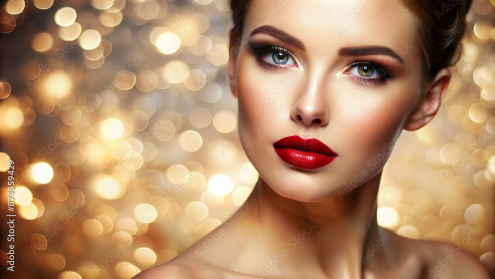 A soft focus, creamy background captures the essence of elegance, spotlighting a flawless, luminous complexion and sumptuous, full lips. A soft focus, creamy background captures the essence of elegance, spotlighting a flawless, luminous complexion and sumptuous, full lips.
