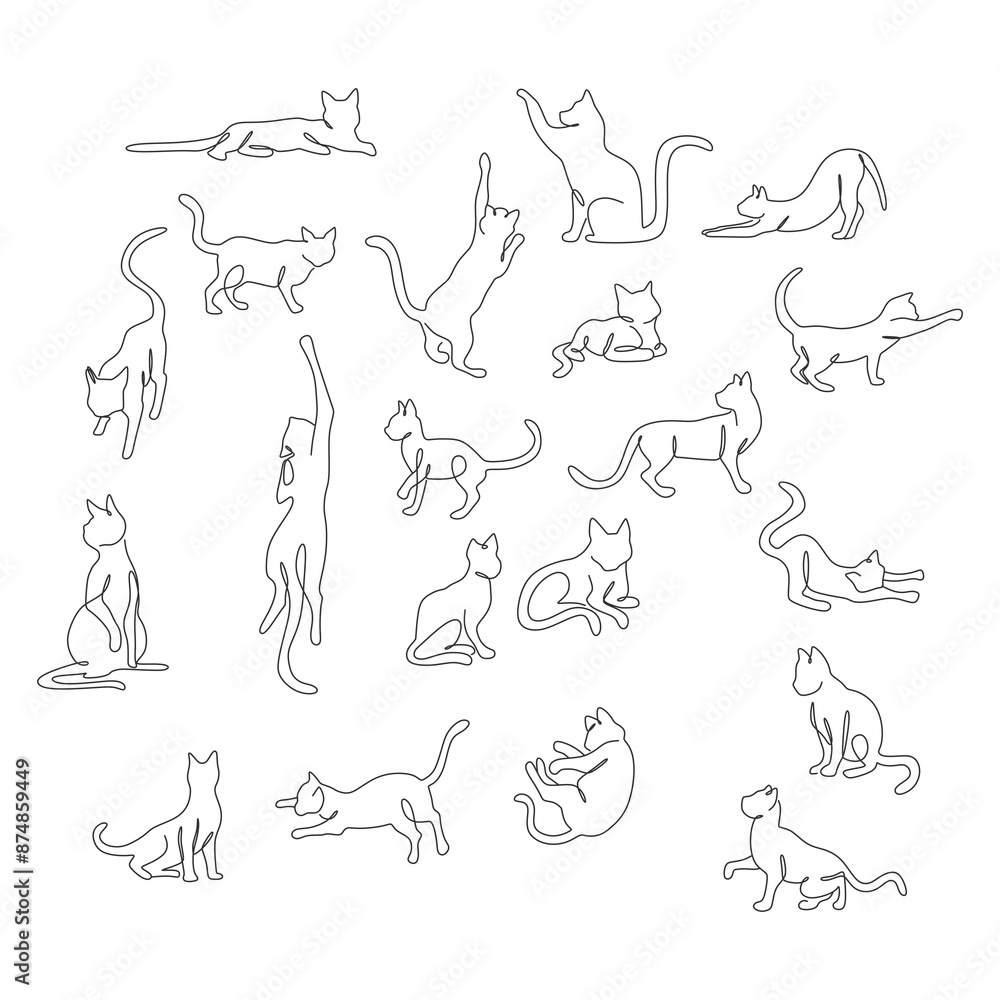 Monoline Cat Line Art Monoline Cat Line Art