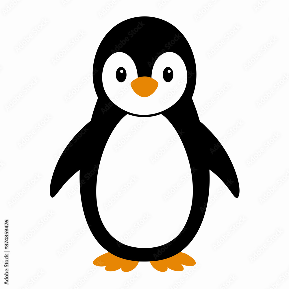 Fototapeta premium Pumguim vector illustration, animal isolated on white, Pumguim silhouette, penguin on the snow vector art