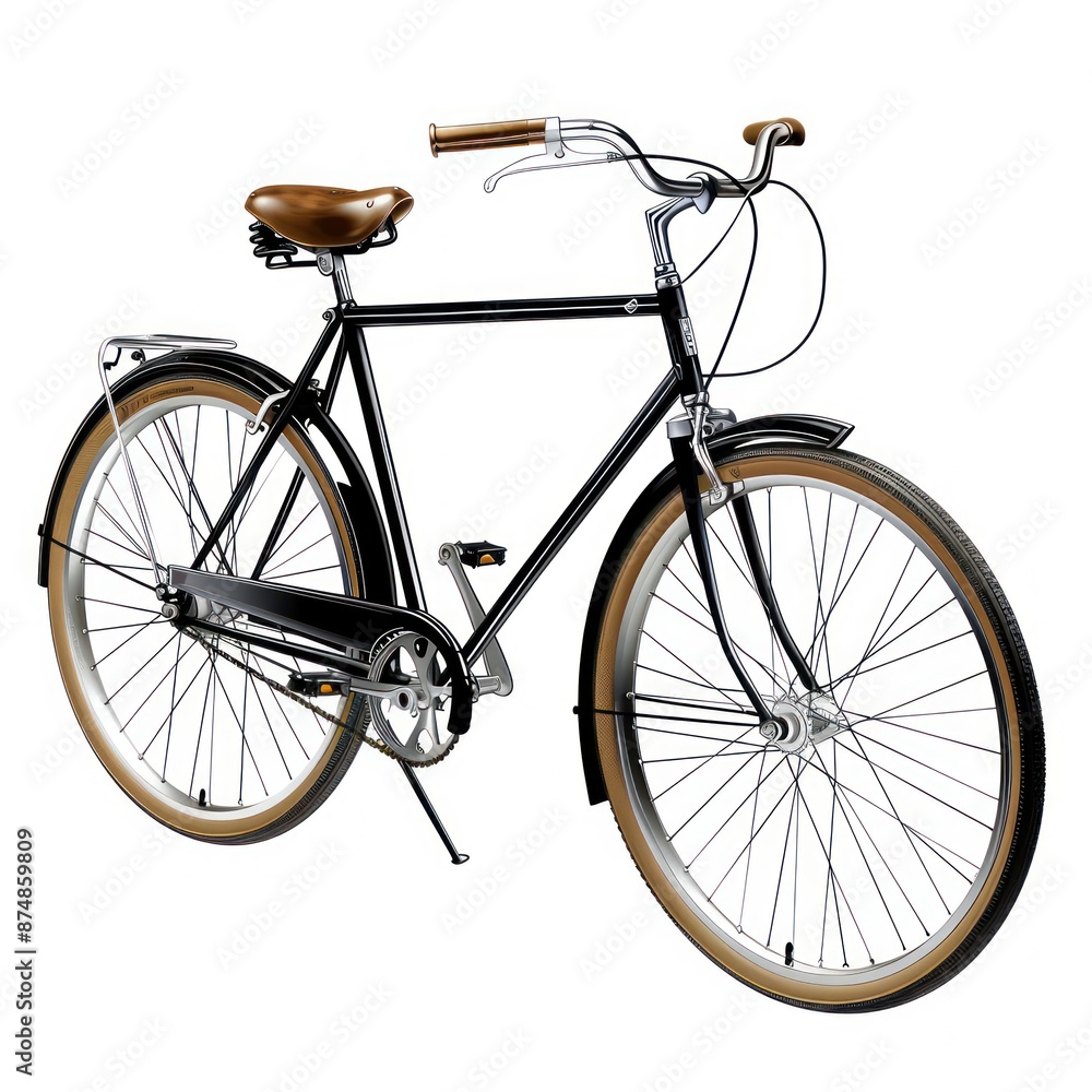 Obraz premium Vintage Black Bicycle with Brown Accents