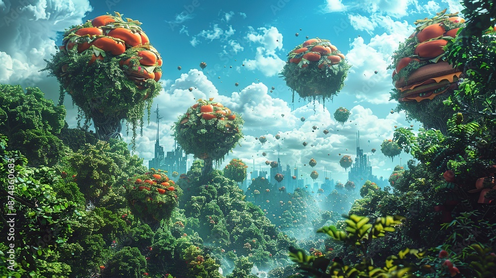 Fototapeta premium Surreal Burger-Tree Landscape