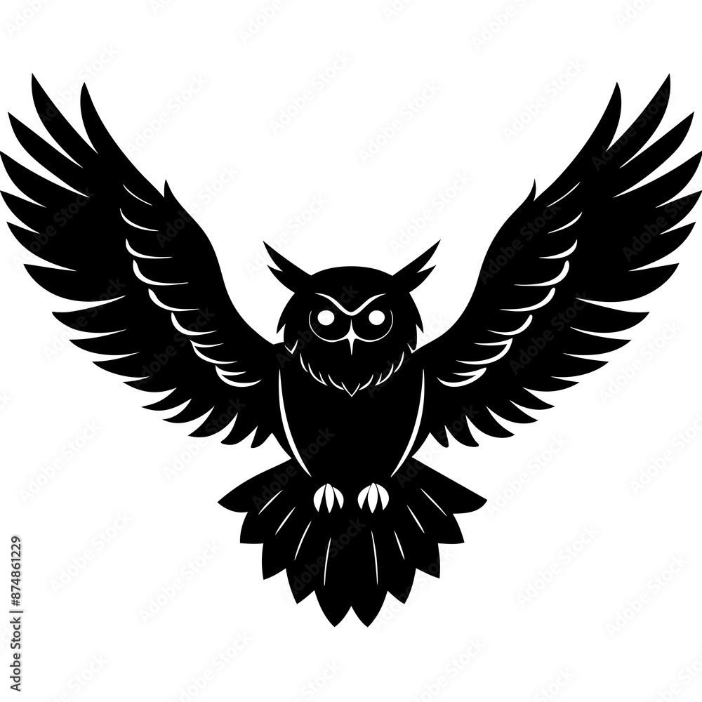 Obraz premium Owl vector illustration, bird isolated on white, Snow Owl silhouette, Snow Owl vector art