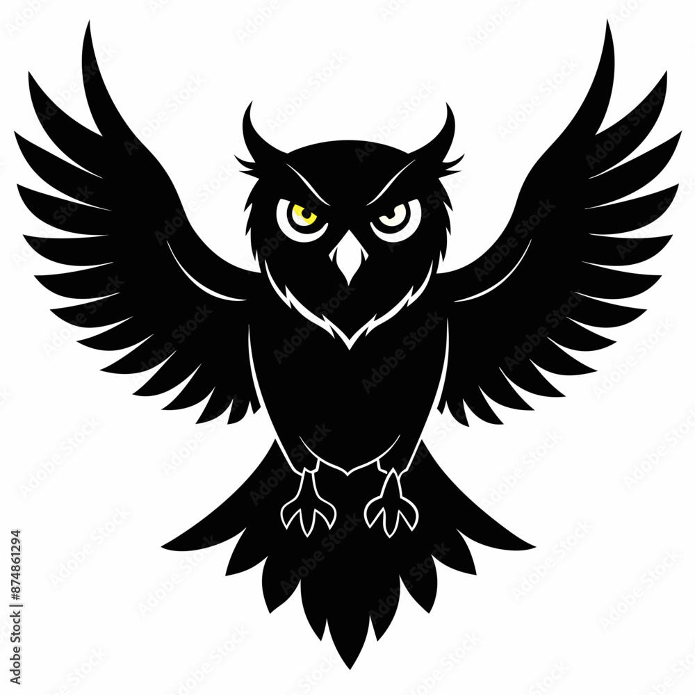 Obraz premium Owl vector illustration, bird isolated on white, Snow Owl silhouette, Snow Owl vector art