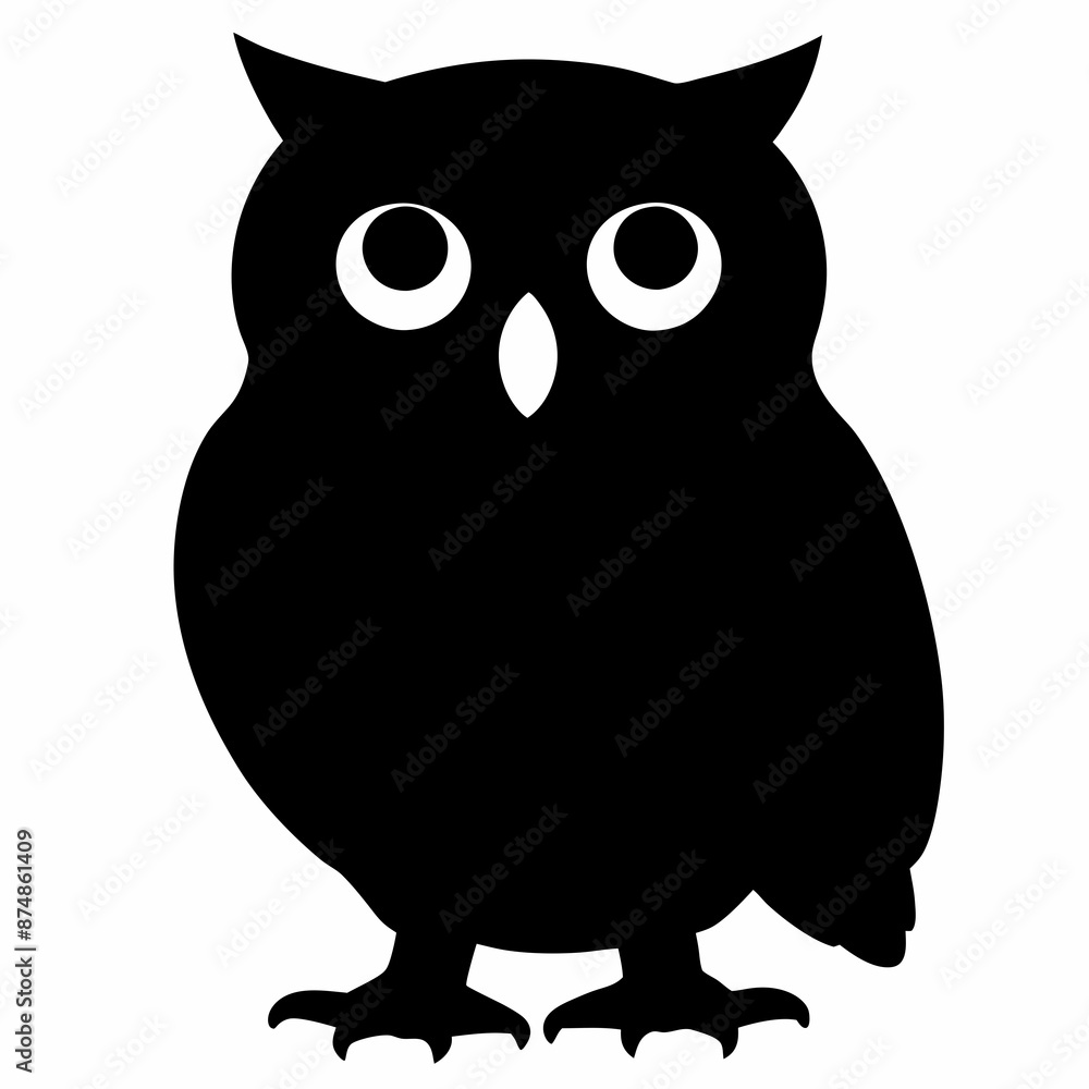 Owl vector illustration, bird isolated on white, Snow Owl silhouette, Snow Owl vector art Owl vector illustration, bird isolated on white, Snow Owl silhouette, Snow Owl vector art