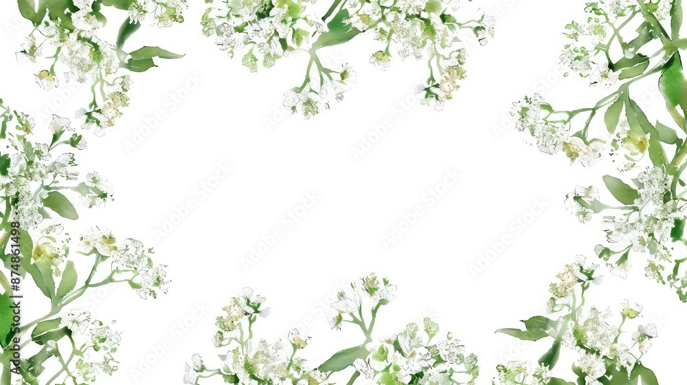 rectangle form frame of White Alyssum, white isolated background Generated with AI rectangle form frame of White Alyssum, white isolated background Generated with AI