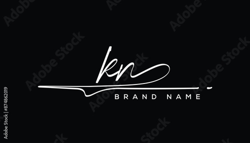 KN letter beauty handwriting vector logo. 
