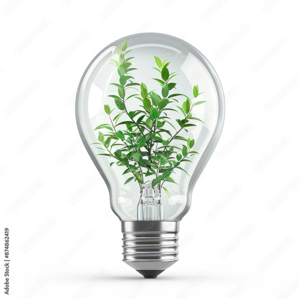 Light Bulb with Green Plant Inside - Sustainable Energy Concept Light Bulb with Green Plant Inside - Sustainable Energy Concept