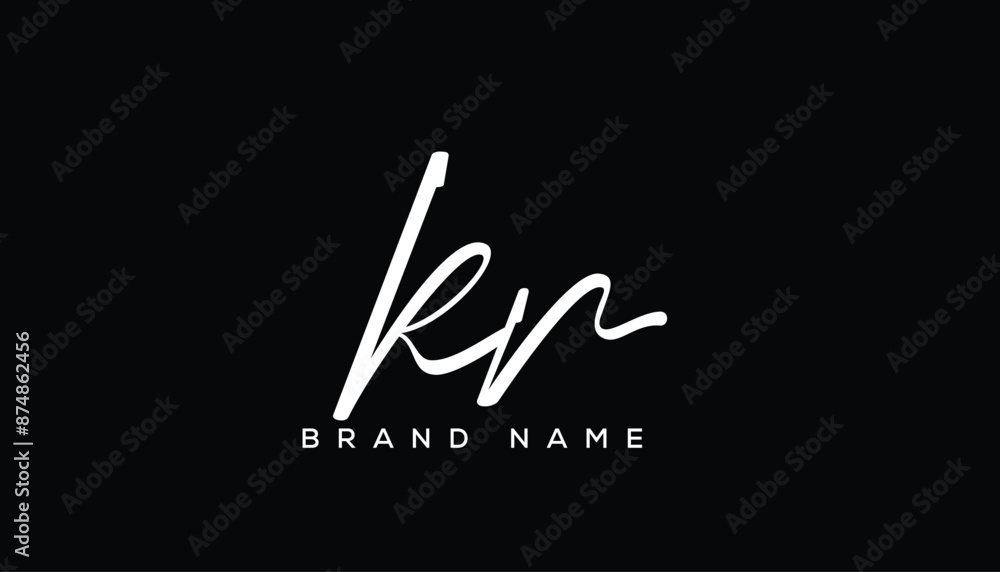 KR letter beauty handwriting vector logo. KR letter beauty handwriting vector logo.