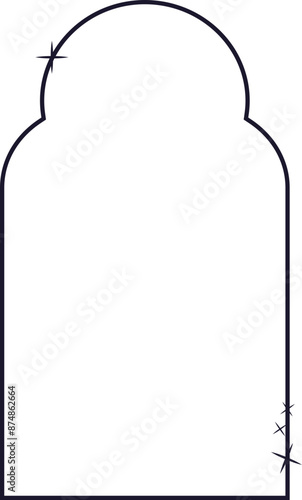 y2k minimal frames thin line borders, abstract aesthetic arch element illustrated for banners, social media, poster design, sticker. Trendy design with sparkles, stars, lines