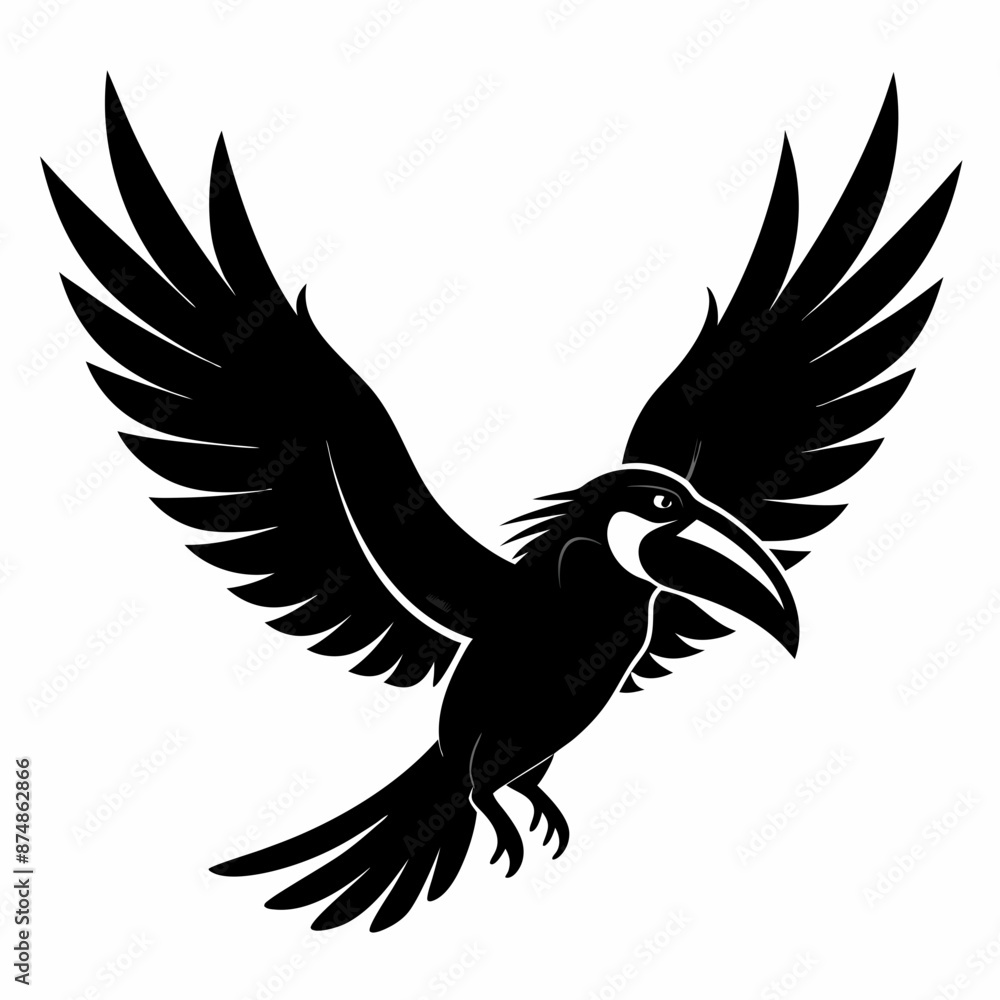 Obraz premium Toucan vector illustration, bird isolated on white, Toucan silhouette, Toucan vector art