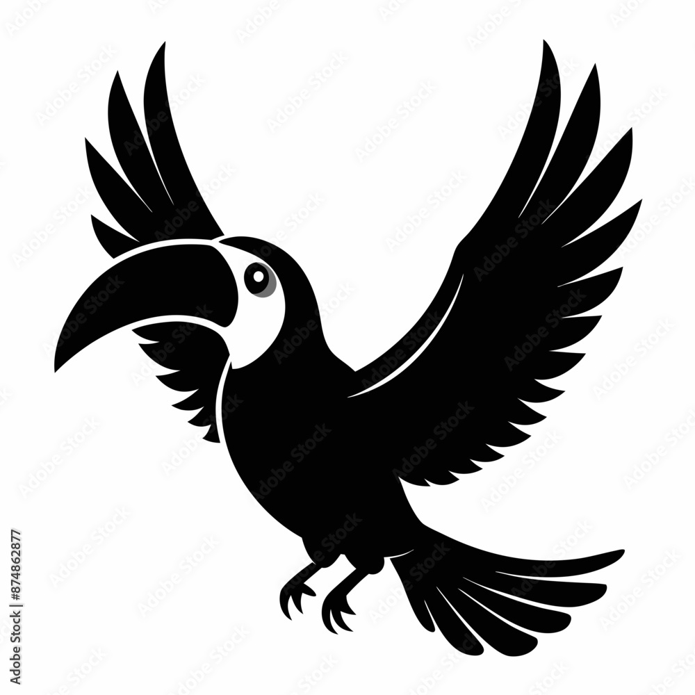 Obraz premium Toucan vector illustration, bird isolated on white, Toucan silhouette, Toucan vector art